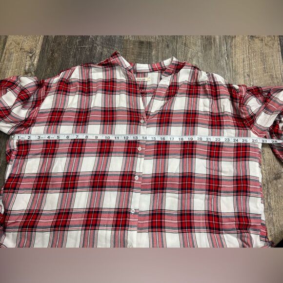 Sneak Peek Oversized Plaid Long-sleeved Button Down Shirt Size Small - Picture 7 of 10